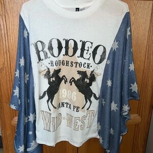Upcycled Rodeo tee with Stars sleeves